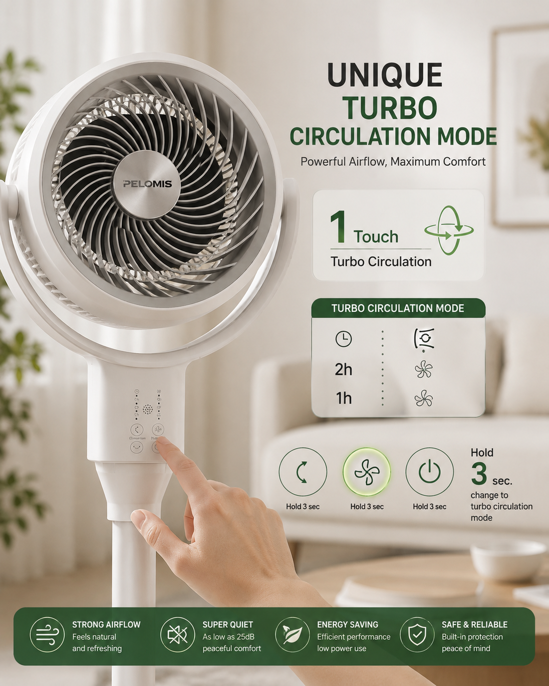 16-Inch Pedestal Stand Fan with Remote, LED Display, 3 Speeds, Adjustable Height