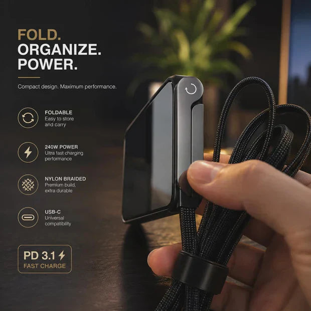 240W Foldable USB - C Fast charging Cable organizer